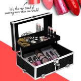 NNEDSZ Portable Cosmetic Beauty Makeup Carry Case with Mirror - Crocodile Black
