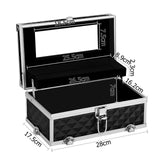 NNEDSZ Portable Cosmetic Beauty Makeup Carry Case with Mirror - Diamond Black