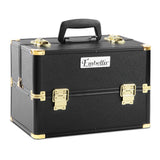 NNEDSZ Portable Cosmetic Beauty Makeup Case - Black & Gold