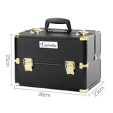 NNEDSZ Portable Cosmetic Beauty Makeup Case - Black & Gold