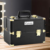 NNEDSZ Portable Cosmetic Beauty Makeup Case - Black & Gold