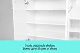 NNEDPE 21 Pairs Shoe Cabinet Rack Storage Organiser - 80 x 30 x 90cm - White