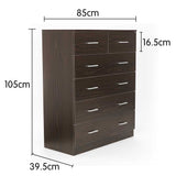 NNEDPE Tallboy Dresser 6 Chest of Drawers Cabinet 85 x 39.5 x 105 - Brown