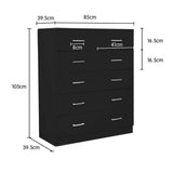 NNEDPE Tallboy Dresser 6 Chest of Drawers Cabinet 85 x 39.5 x 105 - Black