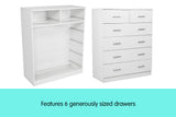 NNEDPE Tallboy Dresser 6 Chest of Drawers Cabinet 85 x 39.5 x 105