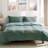 NNEDSZ   Washed Cotton Quilt Set Green Blue Double