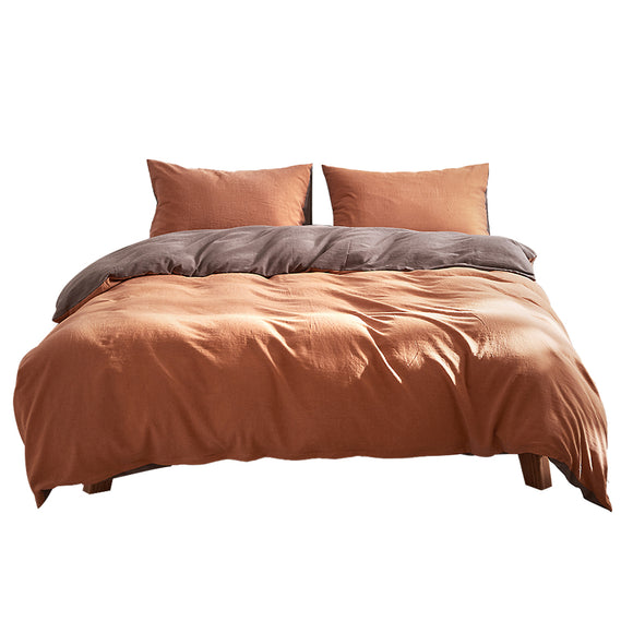 NNEDSZ Club Quilt Cover Set Cotton Duvet Double Orange Brown