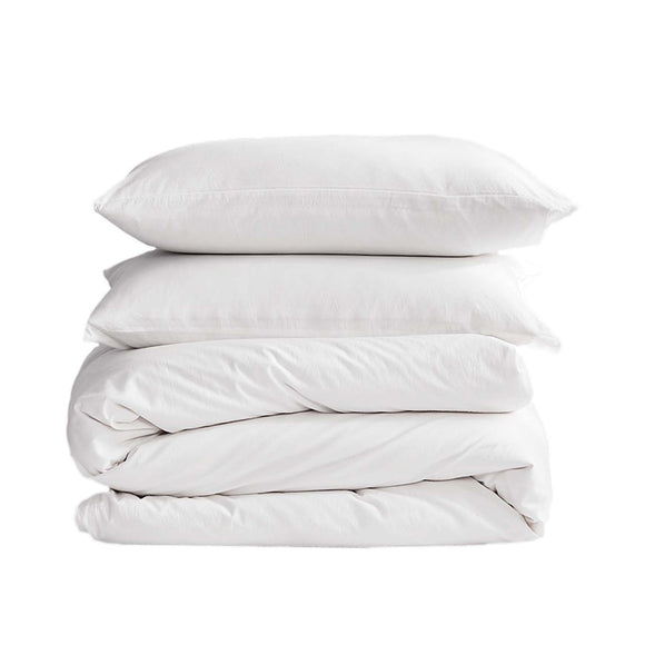 NNEDSZ   Washed Cotton Quilt Set White Double