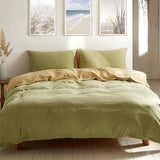 NNEDSZ   Washed Cotton Quilt Set Yellow Lime Double