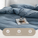 NNEDSZ   Washed Cotton Quilt Set Blue King