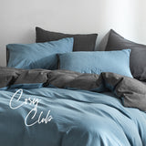 NNEDSZ Club Quilt Cover Set Cotton Duvet King Blue Dark Blue