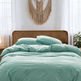 NNEDSZ   Washed Cotton Quilt Set Green King