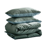 NNEDSZ   Washed Cotton Quilt Set Green Blue King