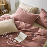 NNEDSZ Club Quilt Cover Set Cotton Duvet King Red Beige