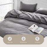 NNEDSZ   Washed Cotton Quilt Set Black Queen