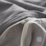 NNEDSZ   Washed Cotton Quilt Set Grey Queen