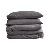 NNEDSZ   Washed Cotton Quilt Set Black Single