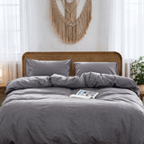 NNEDSZ   Washed Cotton Quilt Set Black Single