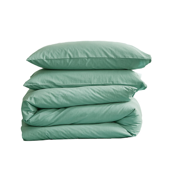 NNEDSZ   Washed Cotton Quilt Set Green Single