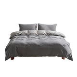 NNEDSZ   Washed Cotton Quilt Set Grey Single