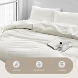 NNEDSZ   Washed Cotton Quilt Set White Single