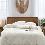 NNEDSZ   Washed Cotton Quilt Set White Single