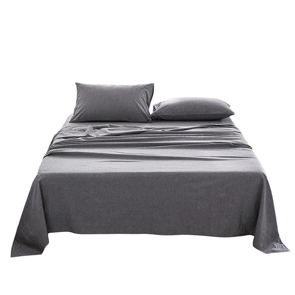NNEDSZ   Washed Cotton Sheet Set Double Black