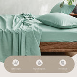 NNEDSZ   Washed Cotton Sheet Set Green Double
