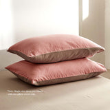 NNEDSZ   Washed Cotton Sheet Set Pink Brown Double