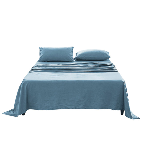 NNEDSZ   Washed Cotton Sheet Set Blue King
