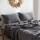 NNEDSZ   Washed Cotton Sheet Set Grey Dual King