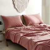 NNEDSZ   Washed Cotton Sheet Set Pink Brown King