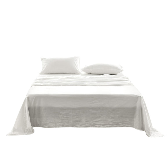 NNEDSZ   Washed Cotton Sheet Set White King