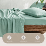 NNEDSZ   Washed Cotton Sheet Set Queen Green