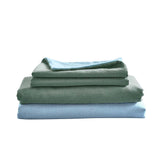 NNEDSZ   Washed Cotton Sheet Set Green Blue Queen
