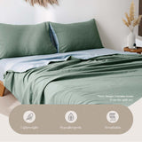 NNEDSZ   Washed Cotton Sheet Set Green Blue Queen