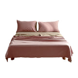 NNEDSZ   Washed Cotton Sheet Set Pink Brown Queen