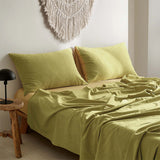 NNEDSZ   Washed Cotton Sheet Set Yellow Lime Queen