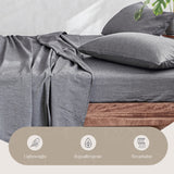 NNEDSZ   Washed Cotton Sheet Set Single Black