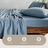 NNEDSZ   Washed Cotton Sheet Set Single Blue