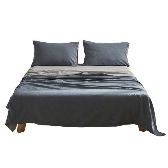 NNEDSZ Club Sheet Set Cotton Sheets Single Blue Dark Grey