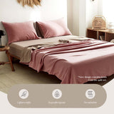 NNEDSZ   Washed Cotton Sheet Set Pink Brown Single