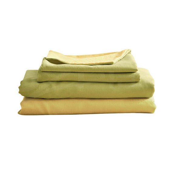 NNEDSZ   Washed Cotton Sheet Set Single Yellow