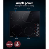 NNEDSZ 60cm Electric Kitchen Burner Cooker 4 Zone Knobs Control