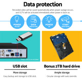 NNEDSZ -CCTV Security System 2TB 8CH DVR 1080P 4 Camera Sets
