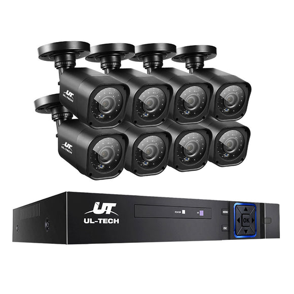 NNEDSZ -8CH 5 IN 1 DVR CCTV Security System Video Recorder /w 8 Cameras 1080P HDMI Black