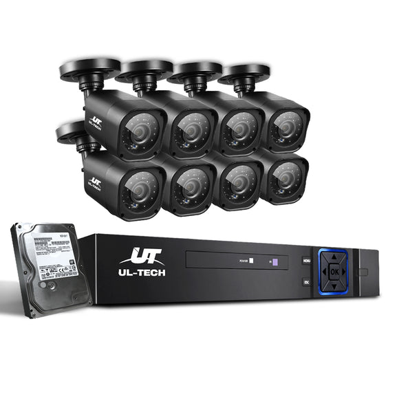 NNEDSZ L- CCTV Security System 2TB 8CH DVR 1080P 8 Camera Sets