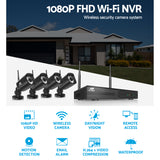 NNEDSZ - CCTV Wireless Security Camera System 4CH Home Outdoor WIFI 4 Square Cameras Kit 1TB