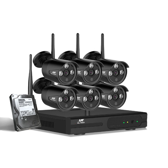 NNEDSZ -CCTV Wireless Security System 2TB 8CH NVR 1080P 6 Camera Sets
