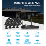 NNEDSZ CCTV Wireless Security Camera System 8CH Home Outdoor WIFI 8 Square Cameras Kit 1TB
